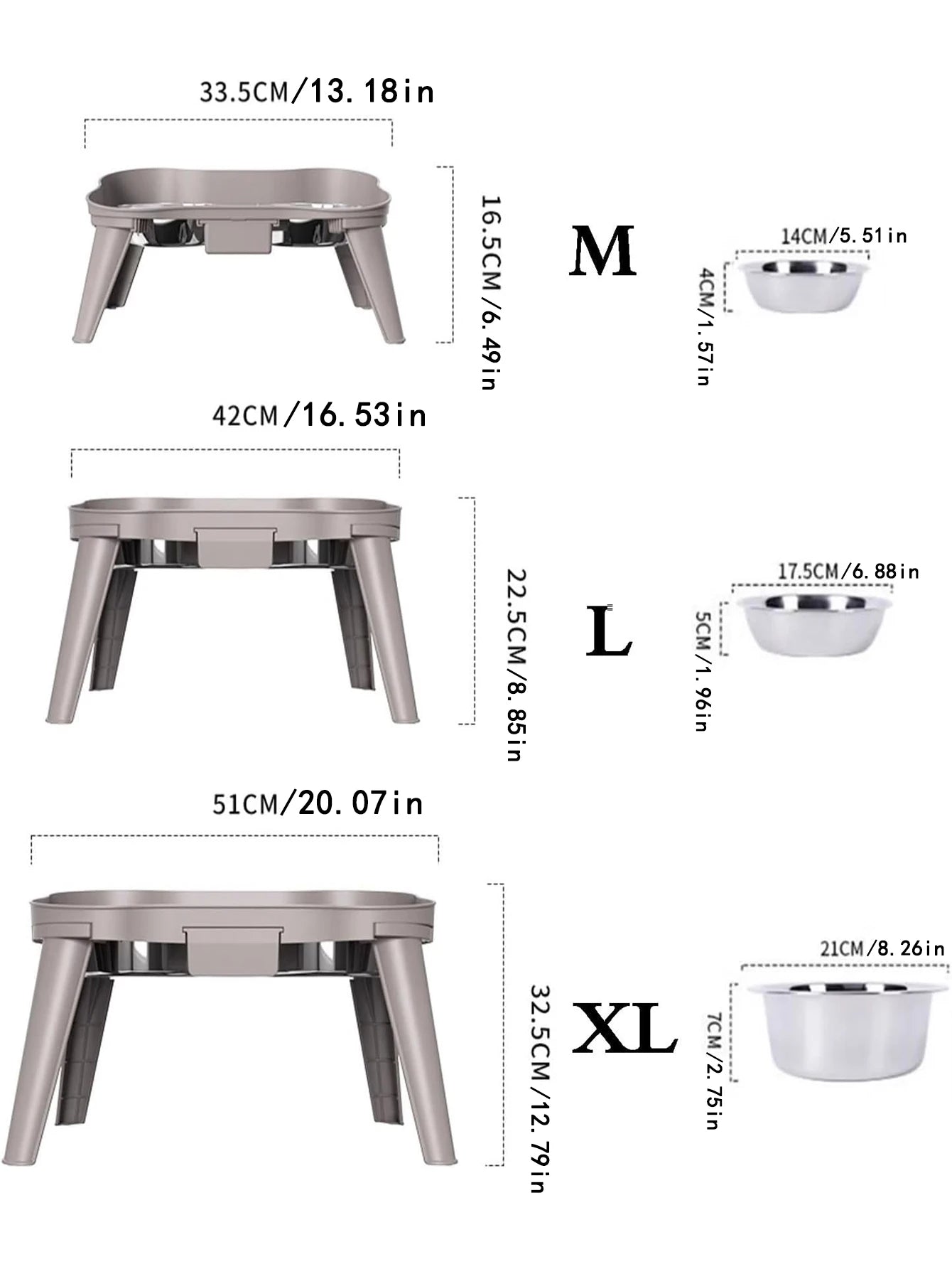 Pet food bowl with stand raised feeder dog bowl spill proof dog water bowl suitable for small, medium and large dogs and pets