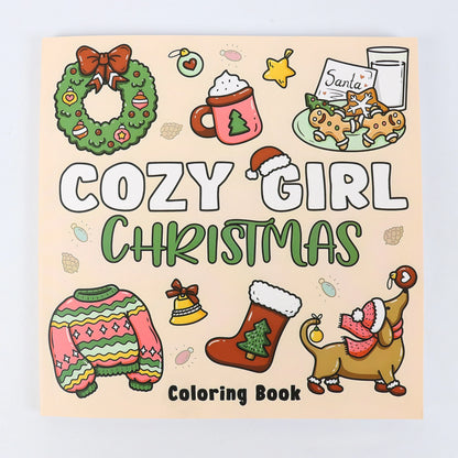 Coloring Book For Adults And Teens Featuring Adorable Christmas Creatures Cartoon Coloring Book To Relax In A Cozy Hygge Moment