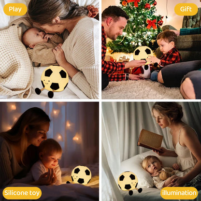 LED Tennis Night Light for Baby Nursery Toddler Fun Football Silicone Sleeping Light Rechargeable Bedside Touch Lamp For Room