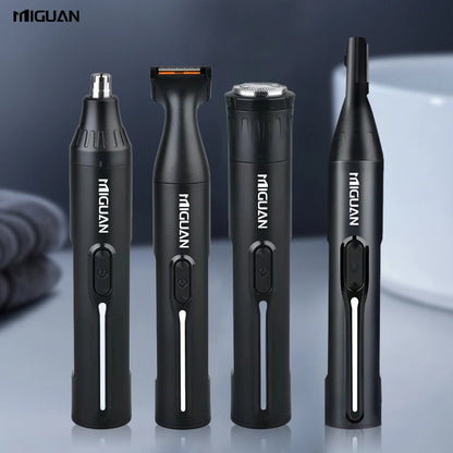 4-in-1 Professional Grooming Kit, USB Rechargeable Nose & Ear Hair Trimmer, Beard and Eyebrow Razor, Men'S Personal Care Tools