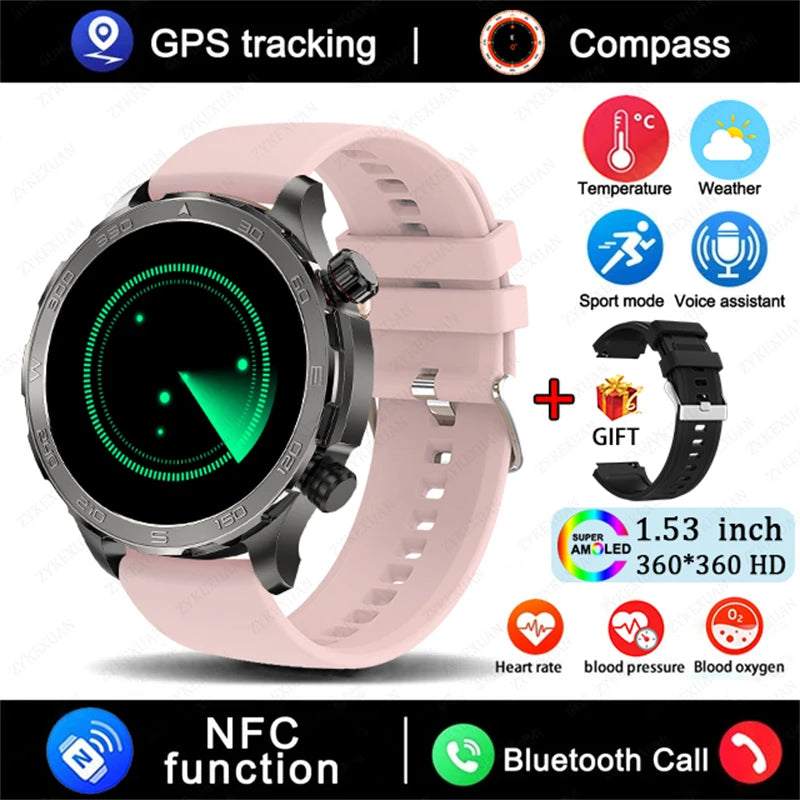 2025 New GPS Bluetooth Call Smart Watch Men AMOLED HD Screen Heart Rate NFC IP68 Waterproof Sports Smart Watch For Android iOS