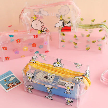 Snoopy Outdoor Girl Makeup Bag Women Necessary Cosmetic Bag Transparent Travel Organizer Cartoon Fashion Small Toiletry Pouch