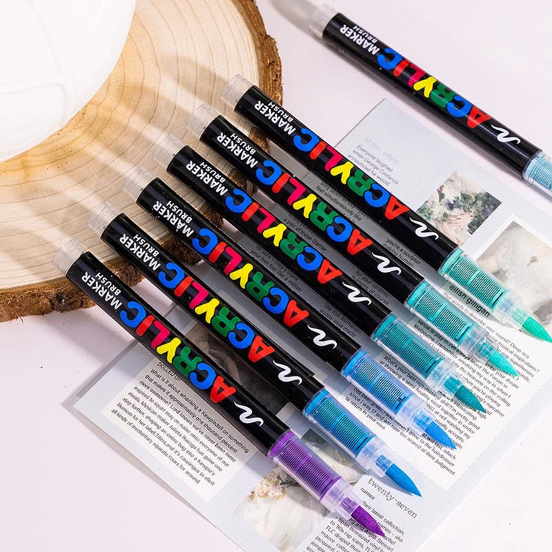 One direct liquid acrylic marker paint brush pen painting stone ceramic glass wood canvas making drawing graffiti coloring pen