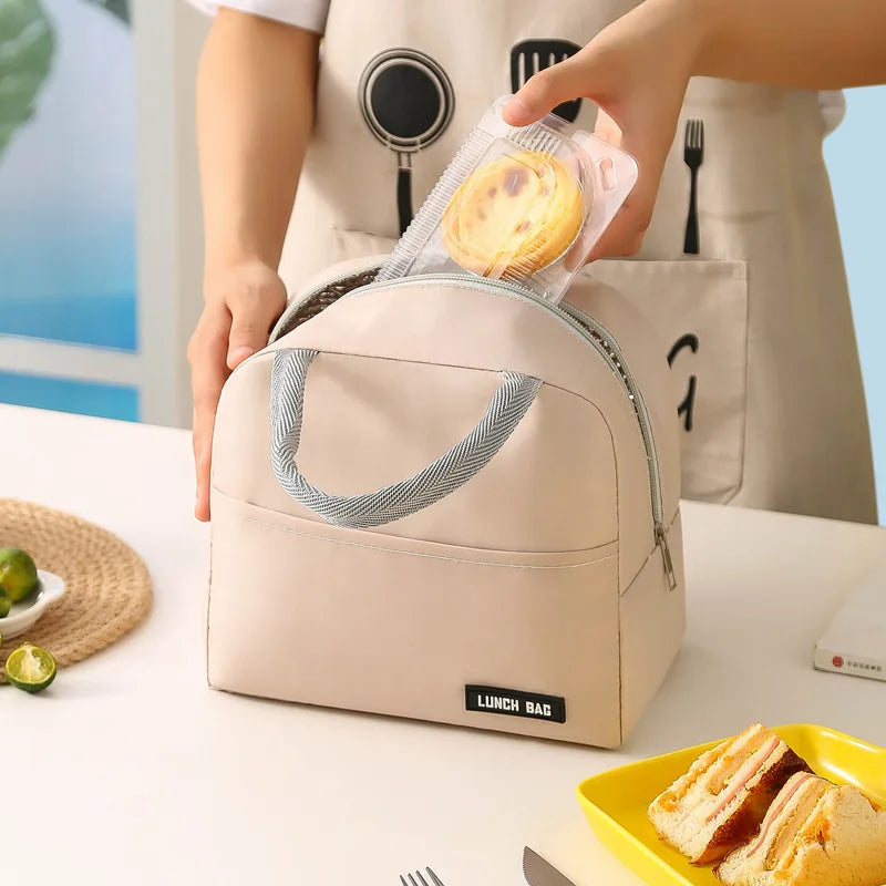 New Solid Color Twill Bento Bag Portable Thermal Bag Thickened Student Lunch Box Bag Bento Bag Meal Bag