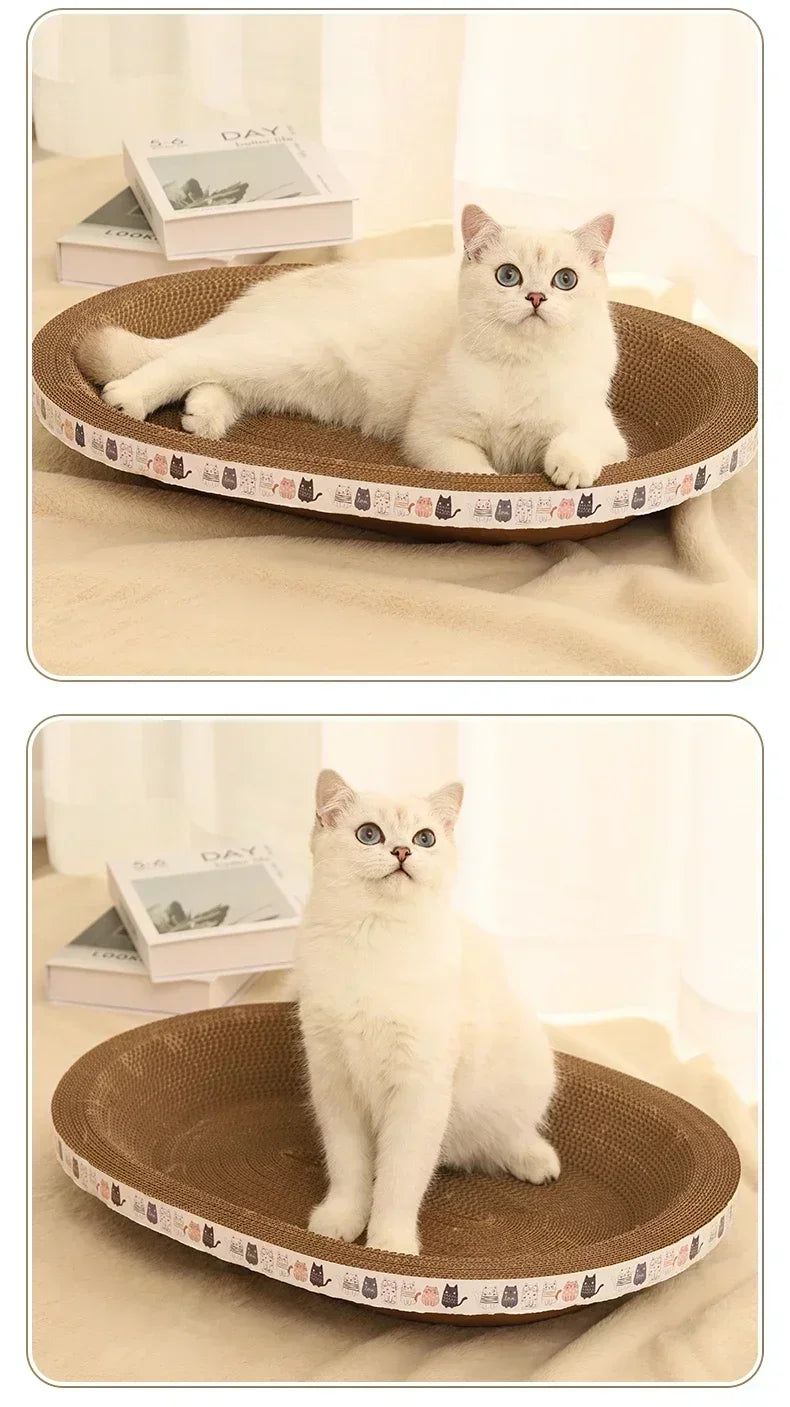 Cat Bed & Scratching Post 2-in-1 - Wear-Resistant Round Nest, Ripple Design for Sleeping/Claw Grinding, Multi-Functional