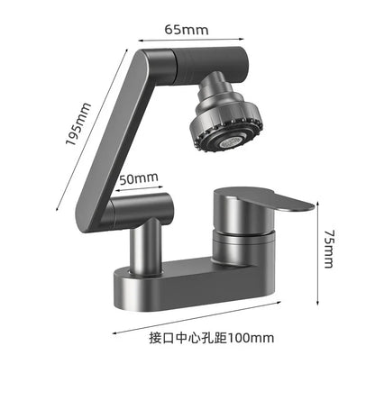 Basin Faucet Bathroom Double Hole Cold and Hot Water Tap Toilet Second Gear Sink 360° Rotating Water Mixing Valve Accessories