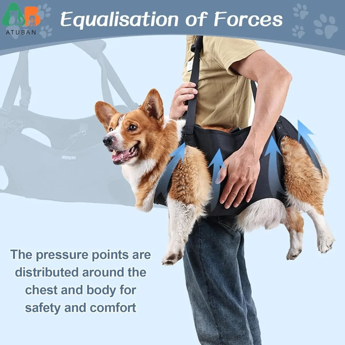 Dog Lift Harness Adjustable Full Body Support Dog Sling Breathable Straps for Assisted Mobility Dog Legs Hip Rehabilitation Lift