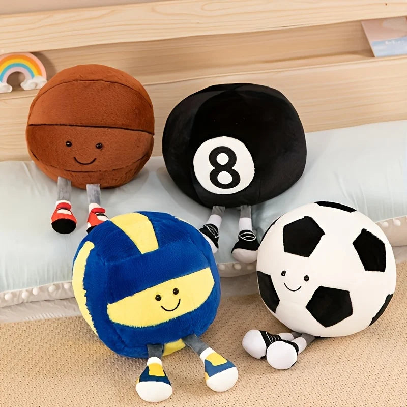 1 creative sports equipment doll, cute ball doll, fun plush toy, long legged ball doll, cartoon doll with shoes, decoration!