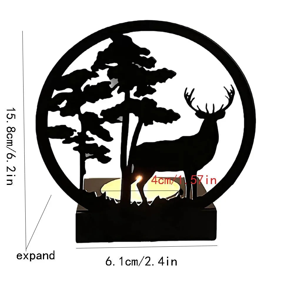 3D Animals Candle Container Silhouette Metal Iron Candlestick Holder Deer Elephant Giraffe Home Desktop Decor DIY Props Gift Kit