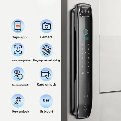 Facial Recognition Fingerprint Lock Home Anti-theft Door Visual Password Electronic Smart Door Lock Graffiti