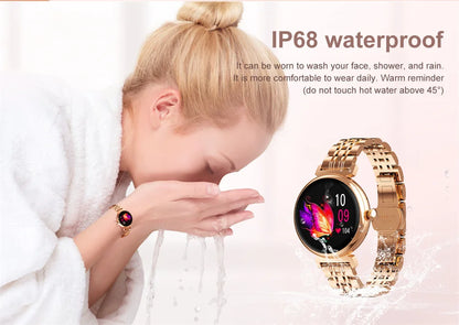 1.04 inch AMOLED Screen Fashion Ladies Smart Watch Screen Always Display Bluetooth Call Smartwatch Metal Body Small Screen Watch