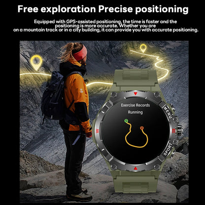 Military GPS Smart Watch Men AMOLED HD Screen Altitude Compass Heart Rate Sports Watch BT Calling IP68&10ATM Waterproof Watch