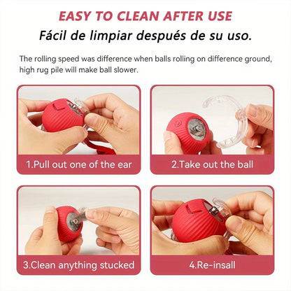 Self-Moving Automatic Cat Teaser Ball with Faux Tail Rechargeable Smart Sensor Cat Toy for Indoor Cats Cat Toys Interactive