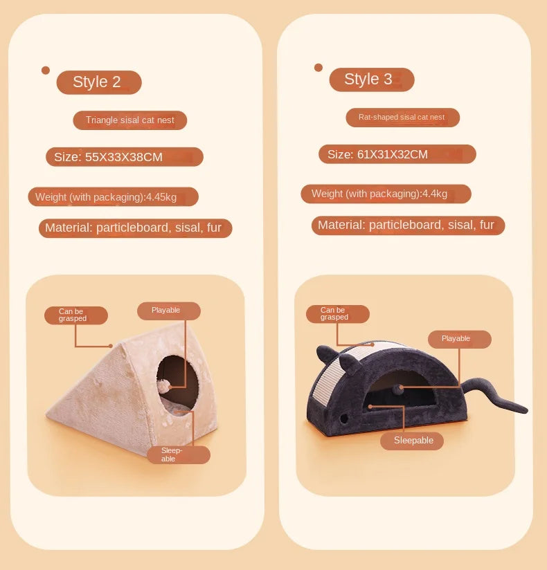 Cat Nest Warm Cat House Enclosed House All Year Round Winter Cat Sleeping Nest Pet Supplies