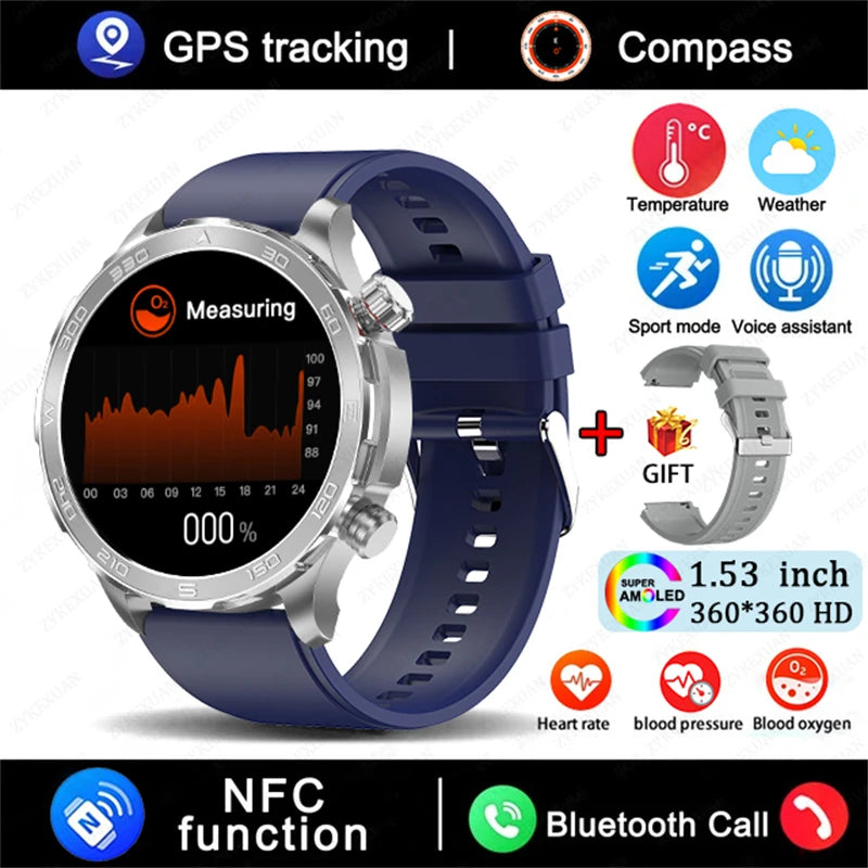 2025 New GPS Bluetooth Call Smart Watch Men AMOLED HD Screen Heart Rate NFC IP68 Waterproof Sports Smart Watch For Android iOS