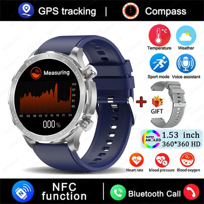 2025 New GPS Bluetooth Call Smart Watch Men AMOLED HD Screen Heart Rate NFC IP68 Waterproof Sports Smart Watch For Android iOS