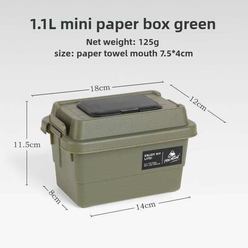 ISE MOUNT Outdoor Tissue Case Desktop Napkin Paper Storage Box Portable 1.1L Camping Picnic Seasoning Bottle Organizer Sundries