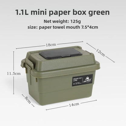 ISE MOUNT Outdoor Tissue Case Desktop Napkin Paper Storage Box Portable 1.1L Camping Picnic Seasoning Bottle Organizer Sundries