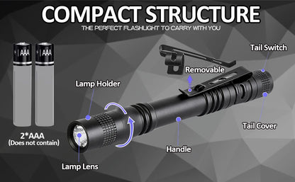 Portable Mini LED Pen Flashlight Waterproof Pocket Torch Handheld Light for Outdoor Camping Hiking Car Repair Emergency Home Use