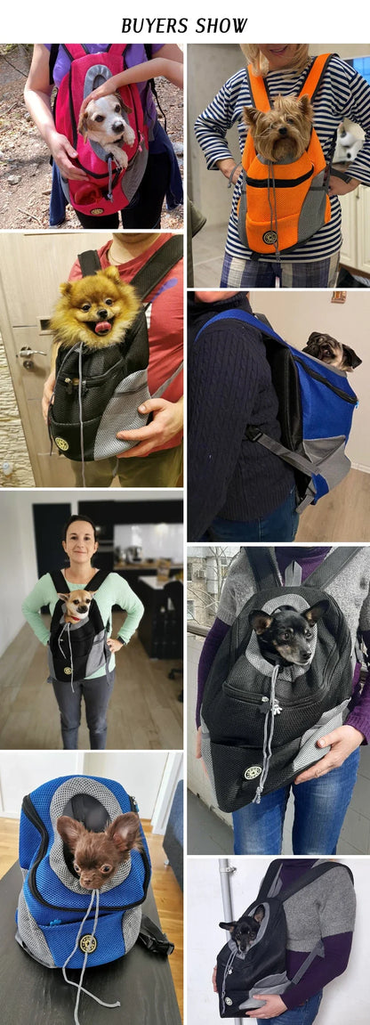 New Double Shoulder Portable Travel Backpack Outdoor Pet Dog Carrier Bag Pet Dog Front Bag Mesh Backpack