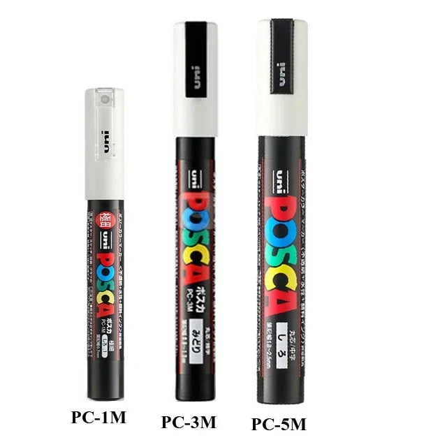 Japan Uni POSCA Marker Pen Set Acrylic Graffiti Drawing Permanent Waterproof Children's Drawing PC-3M/1M/5M Fabric Art Supplies
