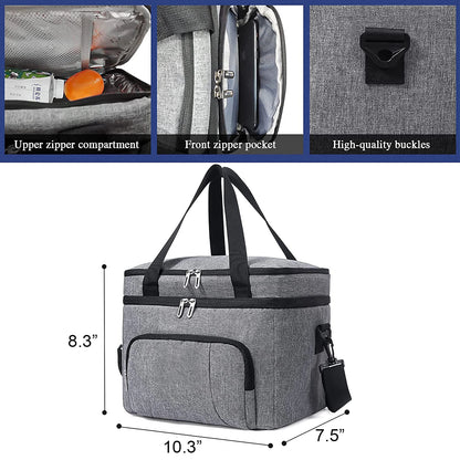 Double Insulated Lunch Bag Layer Portable Thermal Lunch Box Waterproof Picnic Heat Insulating Bag with Adjustable Strap