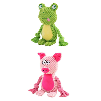 Stuffed Raw Small Dog Plush Interactive Toy Indestructible Bite Resistant Sound Puppy Squeaky Dogs Rattle For Pet Toys Supplies