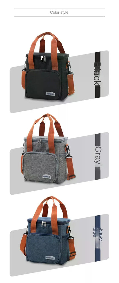 Portable Thermal Lunch Bag Picnic Food Cooler Bags Insulated Case Durable Waterproof Office Lunchbag Shoulder Strap Cooling Box