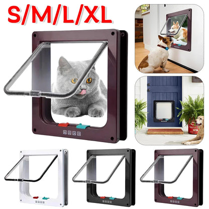 Cat Flap Door Magnetic Pet Door with 4 Way Security Lock for Cats Controllable ABS Plastic Small Puppy Gate Kitten Safety in&out
