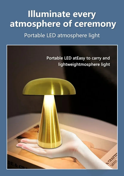 Retro LED Night Light Mushroom Touch Sensor Desk Lamp Rechargeable Reading Lights For Bedroom Restaurant Bar Decor Lighting