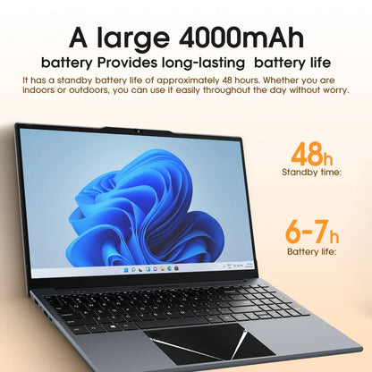 Laptop 15.6 Inch Intel N5095 Windows 10 Notebook Computer 16GB DDR4 512GB SSD 4000mAh Business Study Gaming Portable Laptop