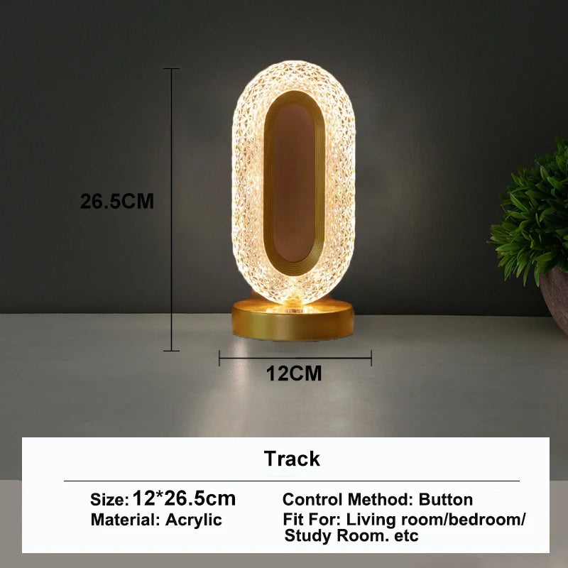 Touch Control 3D Crystal Track Night Light for Girls Room USB Bedside LED Ambient Table Lamp Home Decor Aesthetics