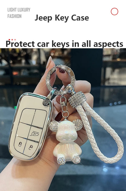 TPU Car  Key Case Cover Shell Protector Fob for Jeep Renegade Compass Grand Cherokee for Chrysler 300C Wrangler Dodge 3 Buttons