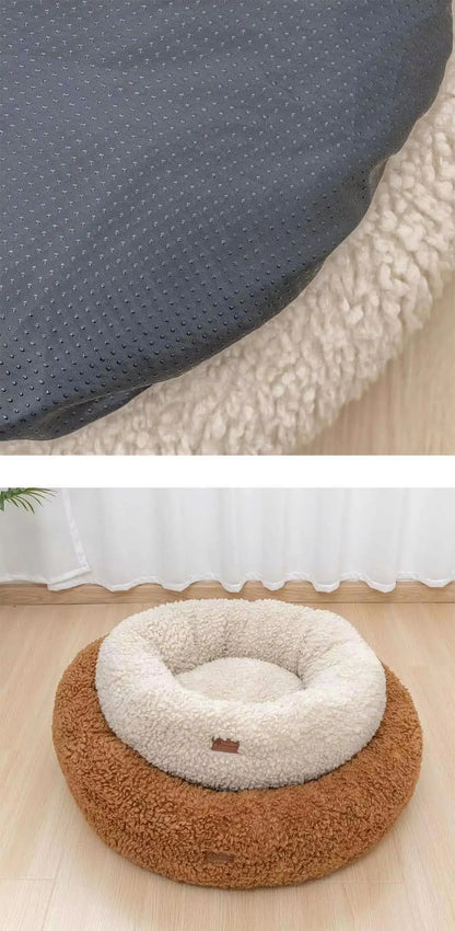 Wholesale Manufacturer Soft Luxury Fleece Plush Pet Cushion Round Donut Sleeping Calming Pet Cat Dog Bed Dog Kennel
