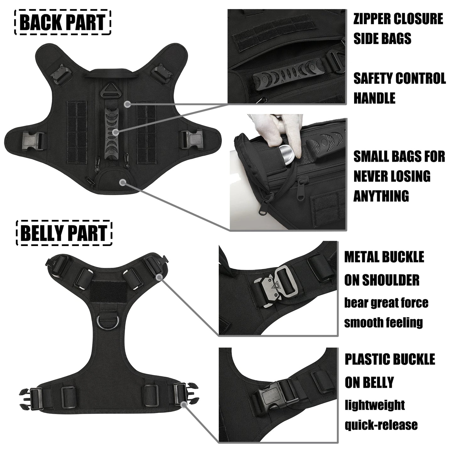 Military Large Dog Harness Training Pet Vest for French Bulldog German Shepherd Malinois Tactical Harnesses For Dogs Accessories
