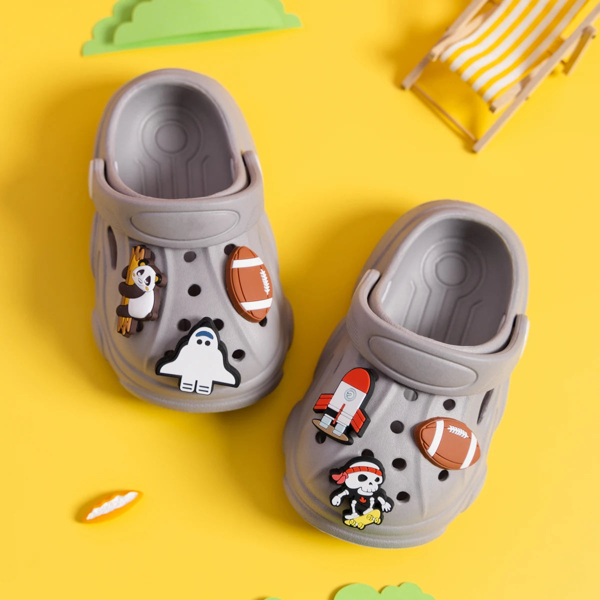 New Solid Color Summer Breathable Garden Shoes Baby Sandals Cute Decoration Boys Girls Lightweight Anti-slip Casual Shoes