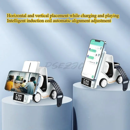 Desktop Car Wireless Charger Suitable for Mobile Phones Headphones Watches Three in One Wireless Charger