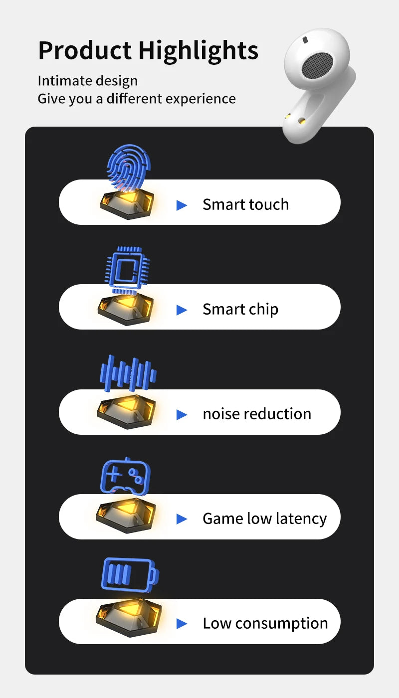 LY09 TWS Earphone Bluetooth 5.2 Wireless Headphone Noise Reduction in Ear Earbuds HIFI Touch Control Mic Call Sports Headset