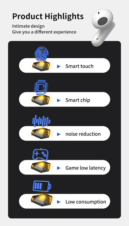 LY09 TWS Earphone Bluetooth 5.2 Wireless Headphone Noise Reduction in Ear Earbuds HIFI Touch Control Mic Call Sports Headset