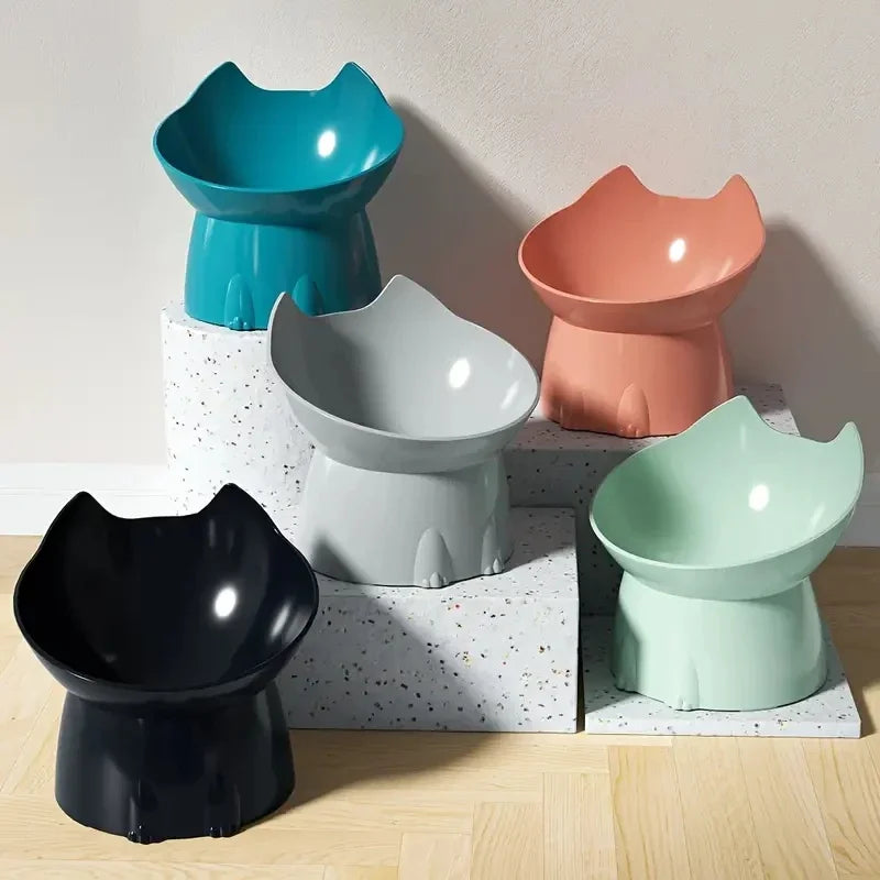 Pet Bowl Protects Cervical Vertebrae Dog Basin High-legged Cat Bowl Prevents Overturning Plastic Slanted Cat Food Bowl