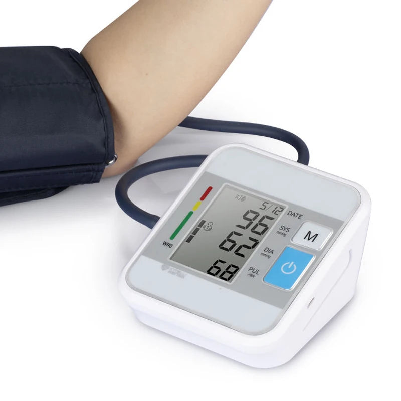 Arm Blood Pressure Monitor Digital BP Meter LCD Tensiometer Cuff Portable Irregular Pulse Heart Rate Tonometer Sphygmomanometer