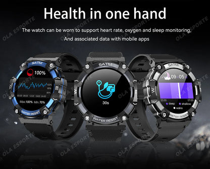 New Outdoor Military Smartwatch For Men Health Monitor Bluetooth Call Voice Assistant GPS Sports Waterproof Men Smartwatch 2024