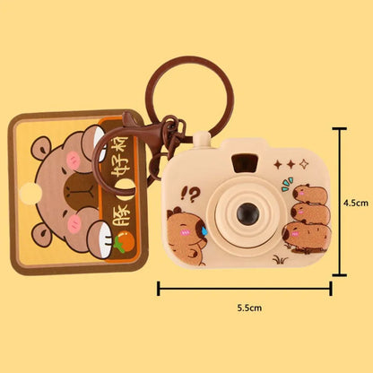 Capybara Luminous Projection Camera Toy Keychain Creative Cartoon Cute Capybara Bag Pendant