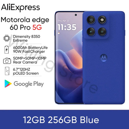 Original Motorola Moto Edge 60 Pro 5G AI Smart Phone 6.7'' 120Hz pOLED Screen 6000mAh Battery 90W SuperCharge 50MP Main Camera