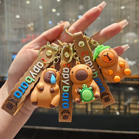 Cute Finless Porpoise Pendant Kapibara Leather Rope Keychain