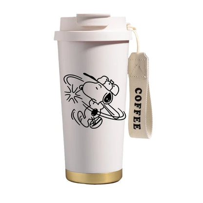 500ml Snoopys Stainless Steel Insulated Water Bottle Anime Kawaii Portable Travel Outdoor Car Tea Coffee Mug Cold Thermos Cup