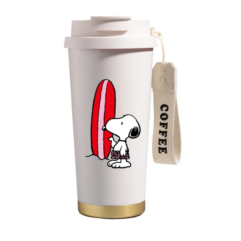 500ml Snoopys Stainless Steel Insulated Water Bottle Anime Kawaii Portable Travel Outdoor Car Tea Coffee Mug Cold Thermos Cup