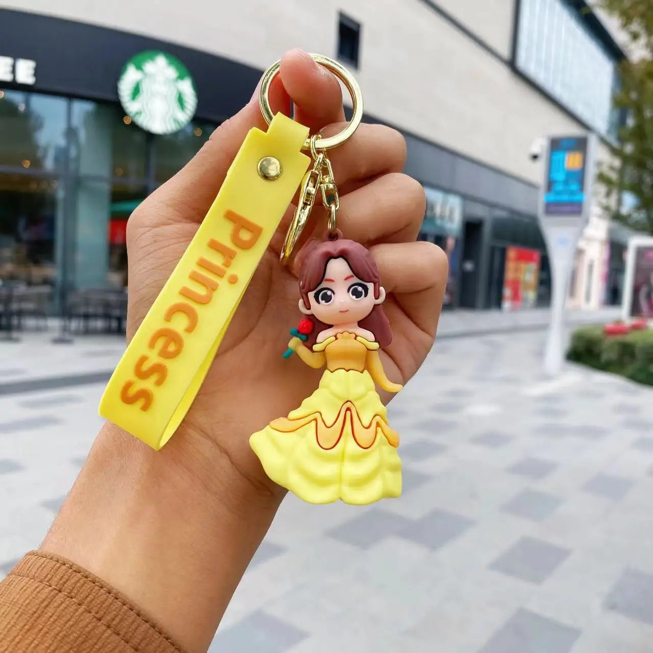 MINISO New Cute Anime Beast Princess Soft Rubber Doll Charm Keychain Couple Backpack Car Key Decoration Children's Party Gift