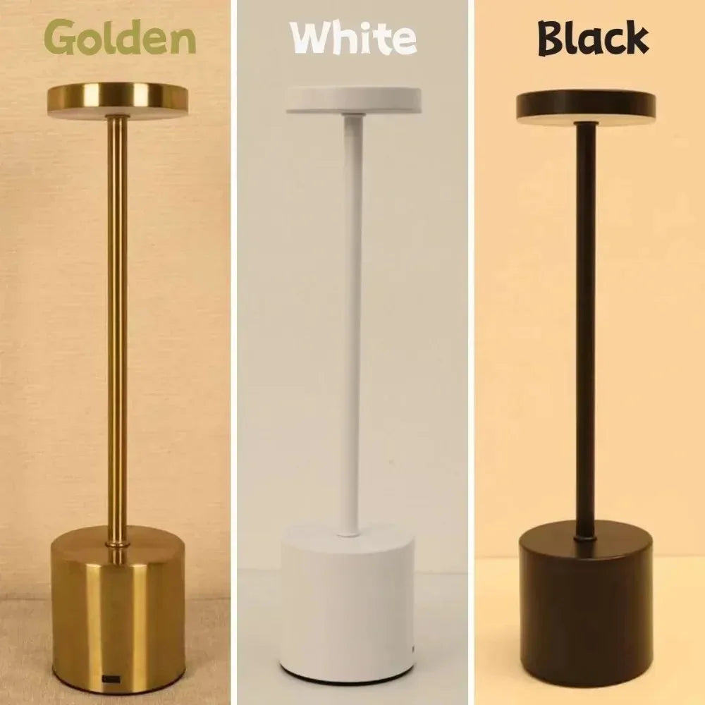 Led Touch Table Lamp Rechargeable Retro Bedside Touch Eye Portable for Bar Restaurant Tri Color Dimming Eye Protection Desk Lamp