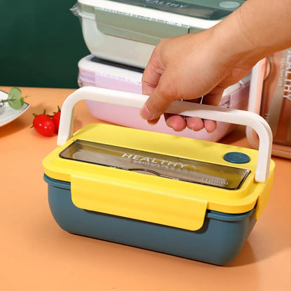 Plastic Compartments For Students And Office Workers, Large Capacity Bento Box With Lid, Sealed Insulated Lunch Container